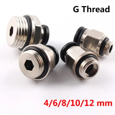 G Male Thread x Push-in Fittings Straight Adapter for Pneumatic Hose Tube 4-12mm - Image 1 of 4