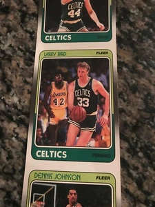 1988-89 FLEER BASKETBALL UNCUT SHEET STRIP LARRY BIRD #9 MAGIC JOHNSON #67 MINT - Picture 1 of 6