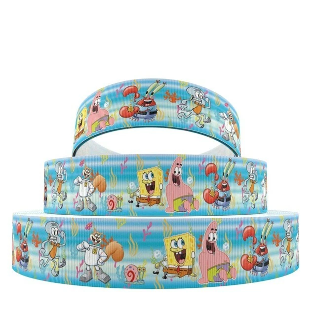 Spongebob Squarepants Characters 1" Wide Repeat Ribbon Sold in Yard Lots - Image 1 of 1