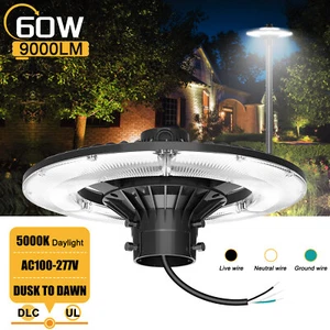 60W Dusk to Dawn LED Post Top Light Outdoor Garden Yard Pathway Street Pole Lamp - Picture 1 of 12