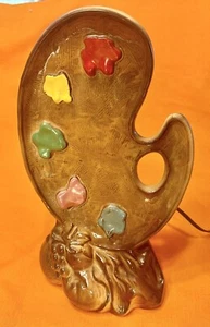 Rare VTG Mid Century Artist’s Painting Palette Ceramic Lamp Unique Gift! - Picture 1 of 10