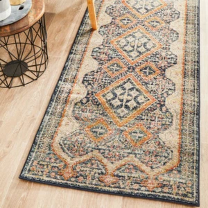 Ankara Traditional Geometric Navy Blue Modern Rug Runner 3 Sizes **FREE DELIVERY - Photo 1/26