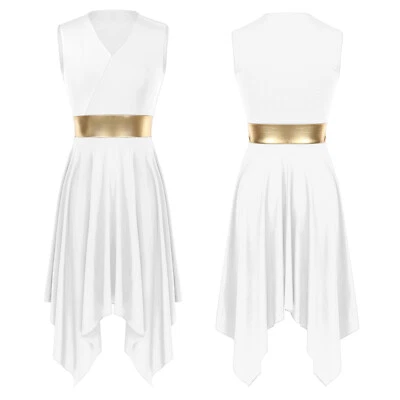 Womens Liturgical Praise Dance Dress Worship Dance Color Block Dancewear - Image 1 of 2