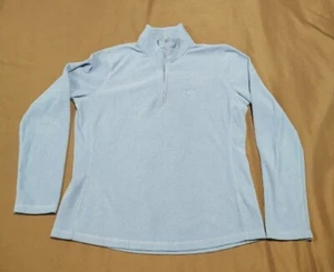 Gap Quarter Zip Fleece Womens medium Blue Lightweight Long Sleeve Embroider Top - Picture 1 of 8