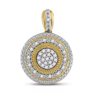 10K YELLOW GOLD ROUND DIAMOND CIRCLE PENDANT 1/10 CTTW - Picture 1 of 1