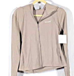 NWT Beyond Yoga Hoodie Jacket Women's Med High Energy Space Dye Oyster Logo - Picture 1 of 11