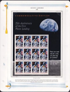 Scott #2841 & 2847a First Moon Landing & Train White Ace Pages - Singles & Block - Picture 1 of 2
