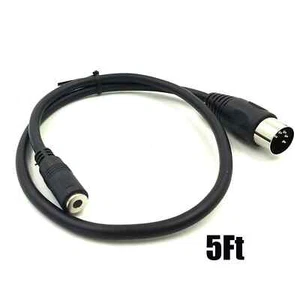 1pc 5 Pin Midi Din Male to 3.5mm Female Stereo Jack Aux Plug Audio Cable 5FT - Picture 1 of 7
