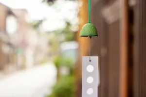 Campana de viento japonesa Furín campana Takaoka metal artesanal campana grillo Suzumushi verde - Imagen 1 de 6