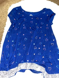 So girls sz. 12 blue heart design sparkle bottom tee. Cute, great stretch - Picture 1 of 11