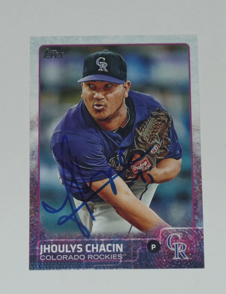 JHOULYS CHACIN SIGNED AUTO'D 2015 TOPPS CARD #366 COLORADO ROCKIES BREWERS VZ - Image 1 of 1