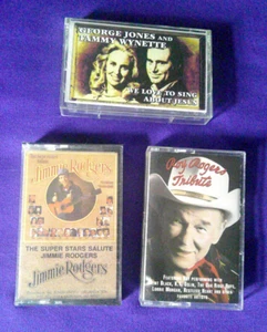 COUNTRY MUSIC LOT - 3 Audio Cassettes - Roy Rogers, Jimmie Rodgers, George Tammy - Picture 1 of 2