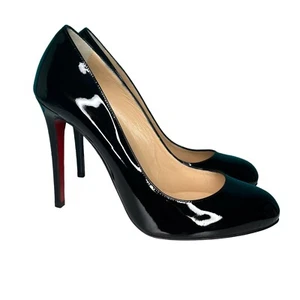 Christian Louboutins Simple Pump Black Leather Platform Shoe 4.5” Heel Size 40.5 - Picture 1 of 12