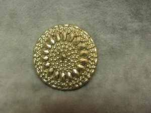 Botón Ropa Diseño Girasol La Mode Superficie Dorada Vidrio Negro Vintage - Imagen 1 de 3