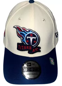 NWT New Era Tennessee Titans Sideline 39THIRTY Flex Hat Cream White Navy Sz L/XL - Picture 1 of 9
