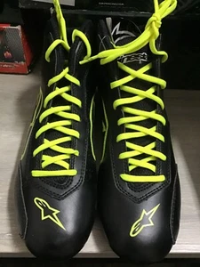 ZAPATOS DE INICIO Alpinestars Tech-1K Zapatos de Carrera de Kart Negro y Amarillo Talla 8 - Nuevos en Caja - Imagen 1 de 4