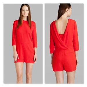 NWT Ted Baker Mertica Romper Shorts Women 0 US Size 0-2 Coral Red 3/4 Sleeves - Picture 1 of 11
