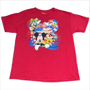 T-shirt uomo DISNEY Topolino Paperino Pippo Pluto bandiera rossa stelle righe taglia XL - Foto 1 di 8