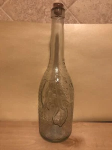 🍾 Botella de vino redonda de vidrio para decoración artesanal 12” diseño de hojas transparentes y corcho 🆕 - Imagen 1 de 6
