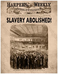 13th AMENDMENT HARPER'S SLAVERY ABOLISHED1865 Restored Engraving RP/Poster 11x14 - Picture 1 of 1