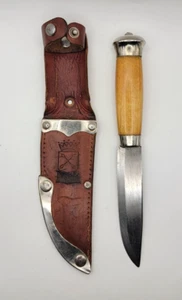 Vintage Carl Anderson Mora Sweden Puukko Knife w/ Leather Sheath  E119 - Picture 1 of 12