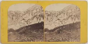 Stereoview originale 1870 Adolphe Braun SWITZERLAND Gemmi Passage, Alpi - Foto 1 di 2