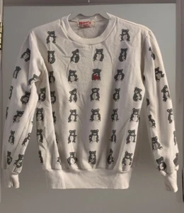 Vintage Kids Sweatshirt 80s 90s Teddy Bear M Crew Neck Adorable - Picture 1 of 13