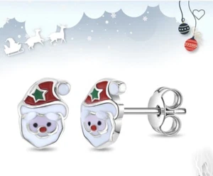 In Season Jewelry Jolly Santa Sterling Silver Earrings - Picture 1 of 3