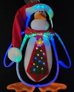 Glasfaser Weihnachten Urlaub Filz Santa Pinguin Weihnachten Fensterschmuck 10" - Bild 1 von 8