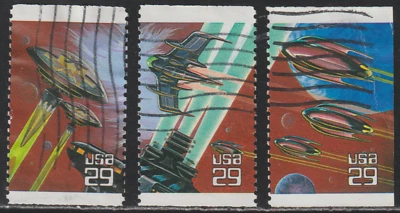 USA 1993 SC# 2742, 2744, 2745 - Space Fantasy - Used Lot # 498 - Image 1 of 2