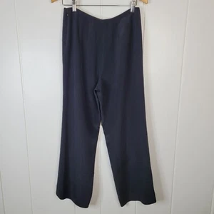 Oscar De La Renta Women Black Side Zipper Pull On Wide Leg Pant Size 10 - Picture 1 of 9