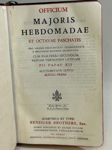 1948 Office Major Week Eighth Passover Roman Breviary Latin 1st Edition Benziger - Picture 1 of 10