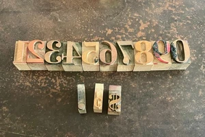 99pt Wood Type Block Set Numbers & Symbols 13pc Letterpress Printmaking 1 3/8" - Picture 1 of 12