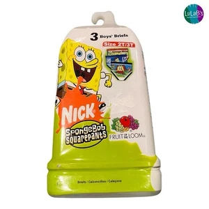 SIZE 2T/3T Boys Fruit Of The Loom Funpals Sponge Bob Briefs Underwear 3 Pack - Picture 1 of 4