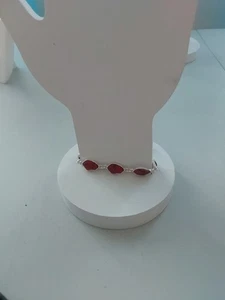 Mehrfarbiges rötliches Stein Plättchen Armband Stil und Co Silberfarben 616 - Bild 1 von 4
