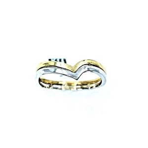 14K Two-Tone Gold V-Shaped Minimalist Ring | Women's | EL GRECO Greece - Picture 1 of 5