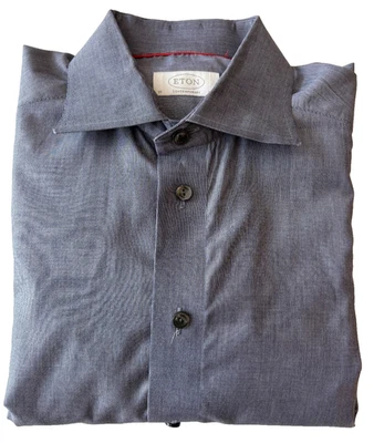 Camisa de vestir contemporánea Eton of Sweden para hombre 15,5 - 33 gris 100 % algodón Foto 1 de 4