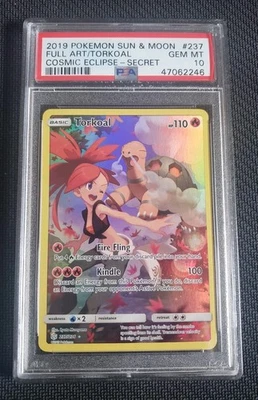 Torkoal Full Art Secret PSA 10 Pokemon Cosmic Eclipse 237/236 - Image 1 of 2