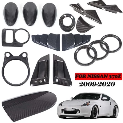 Cubierta de control central interior para Nissan 370Z Z34 09-20 fibra de carbono real Foto 1 de 4