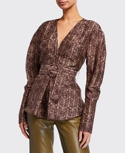Sir The Label Blouse Size 2/AU 10/US 6 Sienna Long Sleeve Belted Silk - Picture 1 of 12