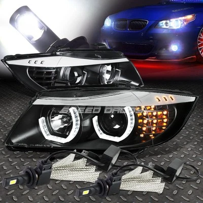 FARO PROYECTOR HALO NEGRO+ESQUINA+SISTEMA LED BLANCO 6000K PARA BMW E90 05-08 Foto 1 de 4