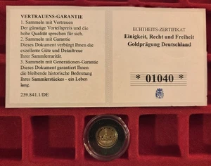 Goldprägung, 11 mm, 0,5g Gold 585, "Quadriga / Nationalhymne" - Bild 1 von 4