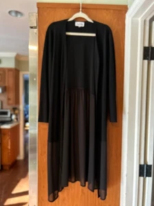 Joseph Ribkoff LDS Cover Up Cardigan Duster Sz 16 Black Longline Minimalist EUC - Picture 1 of 8