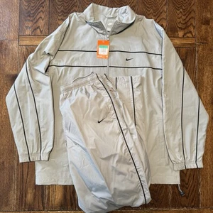 Vintage Y2K Nike Trainingsanzug Herren Gr. XL Grau Windbreaker Jacke Und Hose Neu - Bild 1 von 18