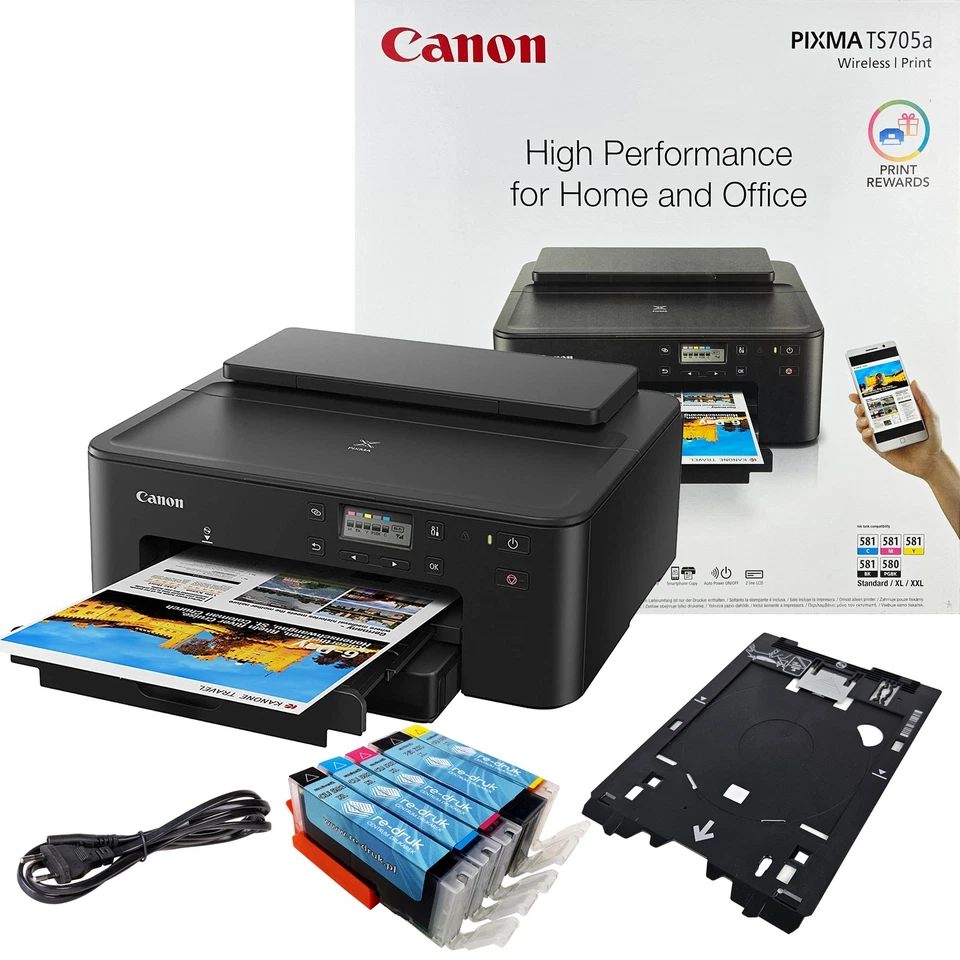 Canon PIXMA TS705a Tintenstrahldrucker + Tinte 580 – WiFi – Farbe – Duplex - Bild 1 von 4