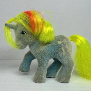 Vintage G1 My Little Pony So Soft Ribbons Flocked Unicorn MLP Fuzzy Bow - Picture 1 of 6