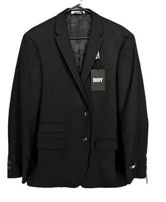 Chaqueta de Traje DKNY Hombre Talla 42R Negra Sólida Calce Moderno Elastizada DURAN Foto 1 de 4