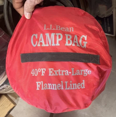 Saco de dormir de campamento forrado de franela de frijoles LL de colección 40 grados rojo con bolsa de almacenamiento Foto 1 de 4