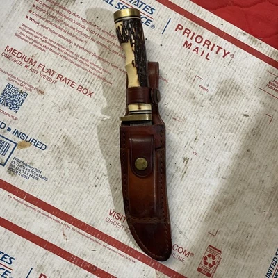 Cuchillo de caza Schrade 153UH "Golden Spike" con funda, EE. UU. Foto 1 de 4