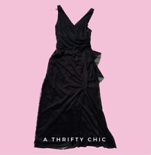 Vintage Zum Zum Black Ruffle Slit Gown Dress Size S M Small Medium Y2k 80s 90s